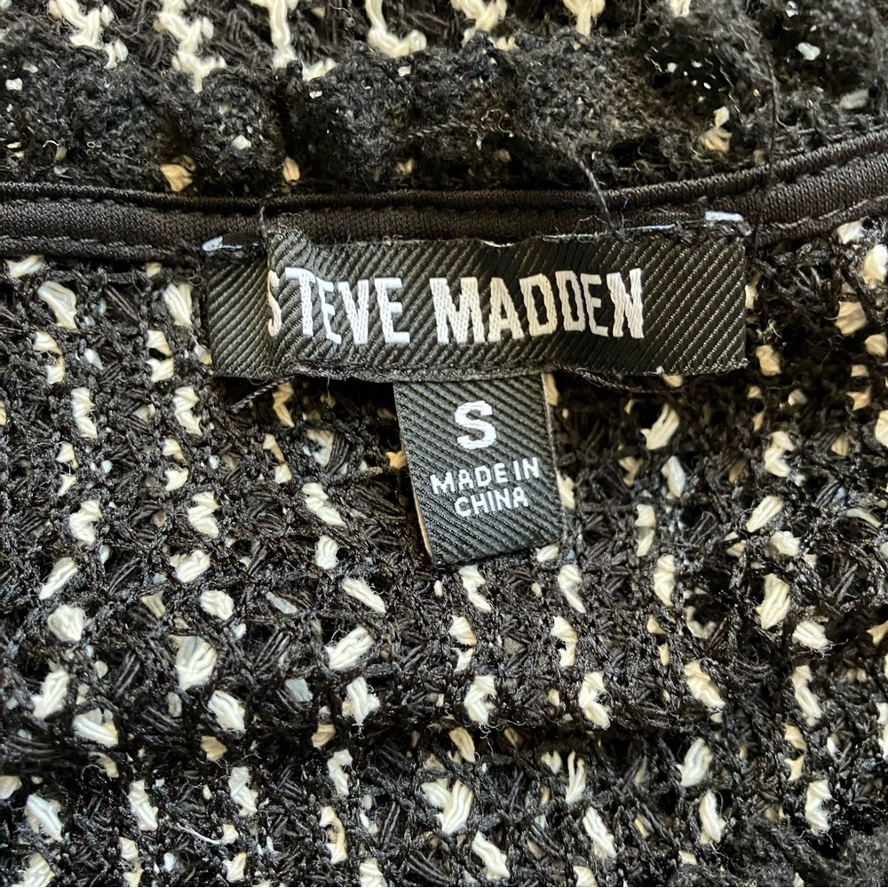 Steve Madden Nyssa Bodycon Midi Dress in Woven Black & White size Small - Picture 11 of 11